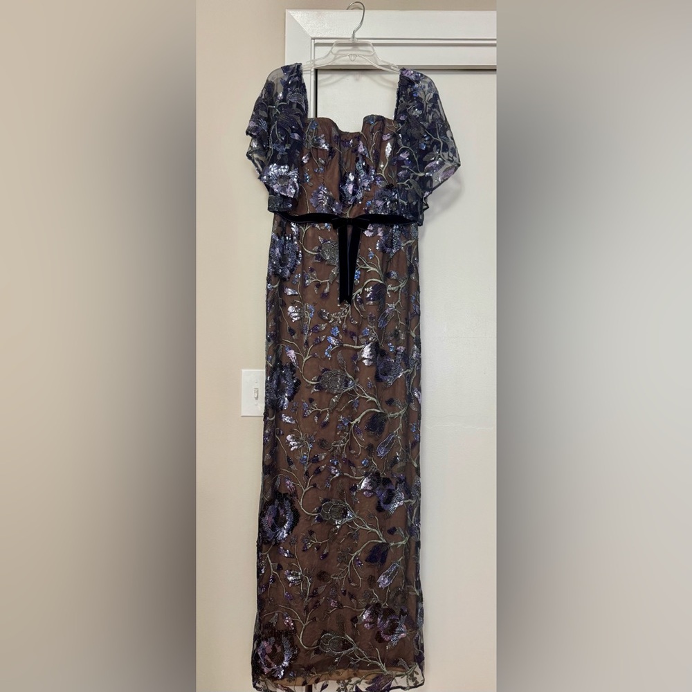 New!  Floral Marchesa Sequin Off-the-Shoulder Gown